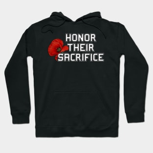 Honor Their Sacrifice Memorial with Red Poppy Flower (MD23Mrl006b) Hoodie